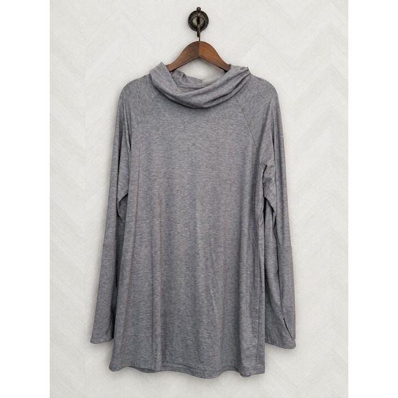 Athleta Tops - Athleta Hoodie Tunic Space Dye Cowl Neck Thumbhole Grey XL